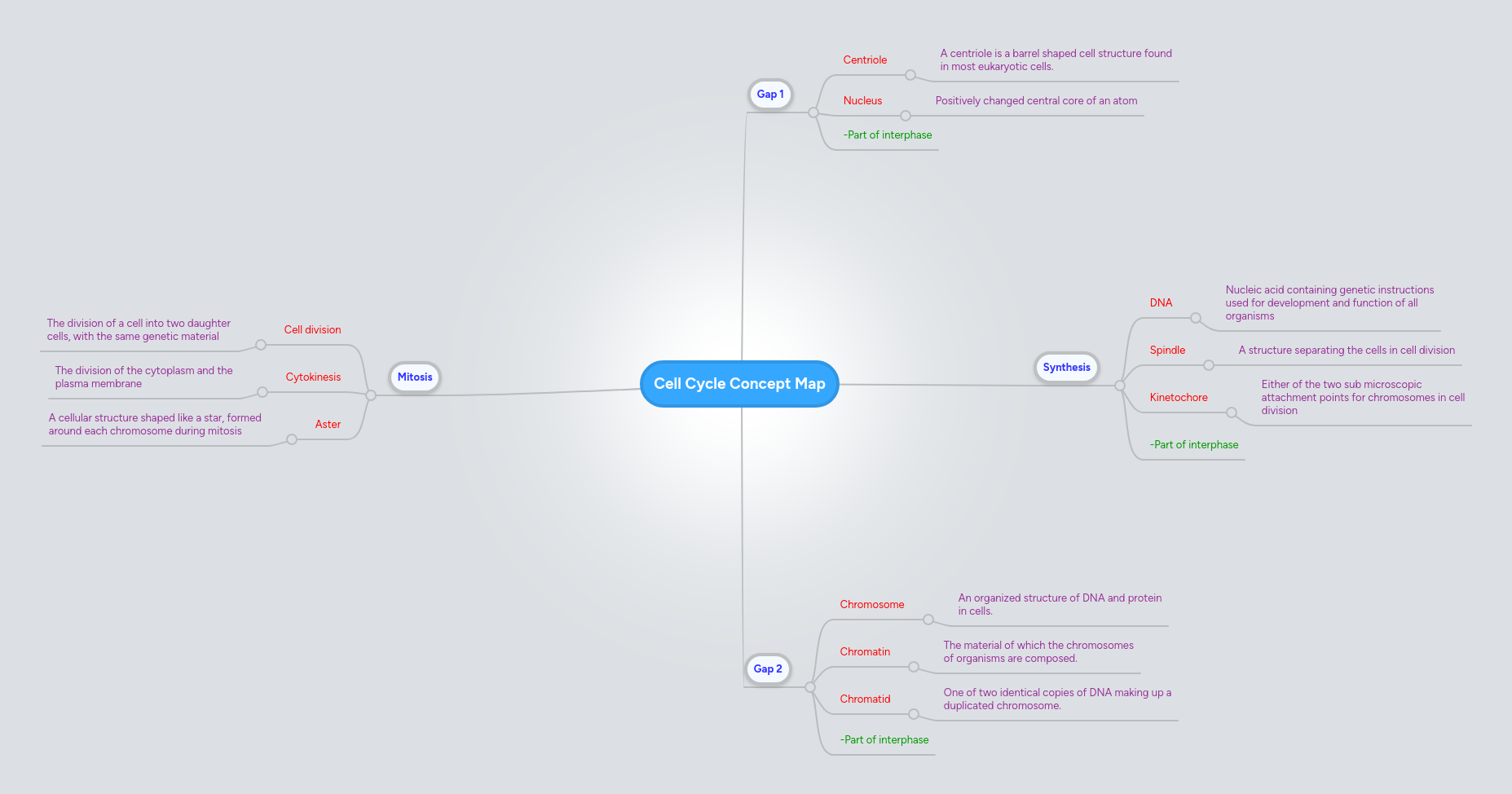 Mind map: Cell Cycle Concept Map