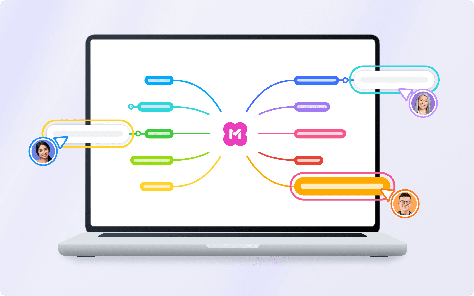 A mind map with real-time cursors of collaborators