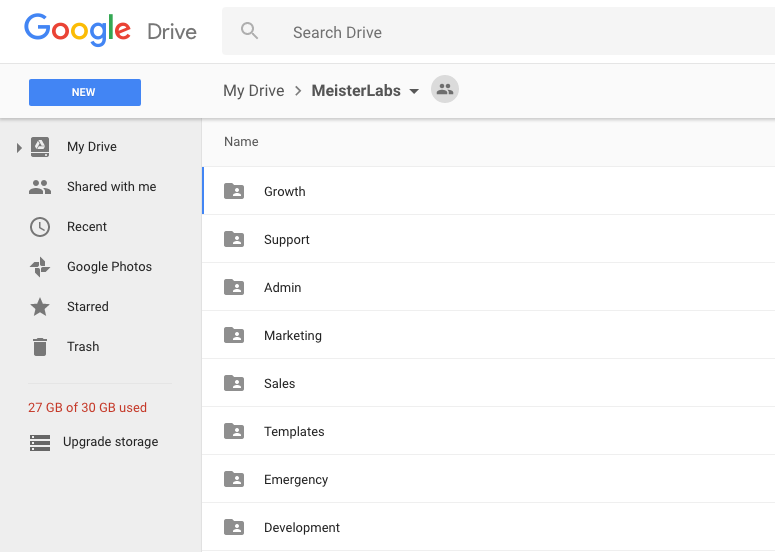 Basic folder structure in Google Drive