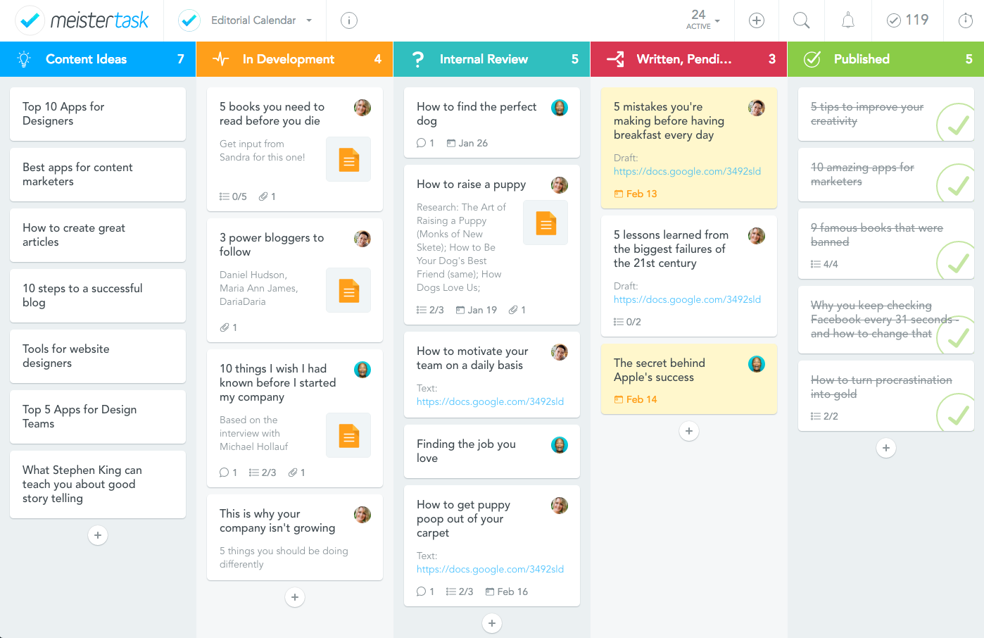 meistertask-editorial-calendar for content planning