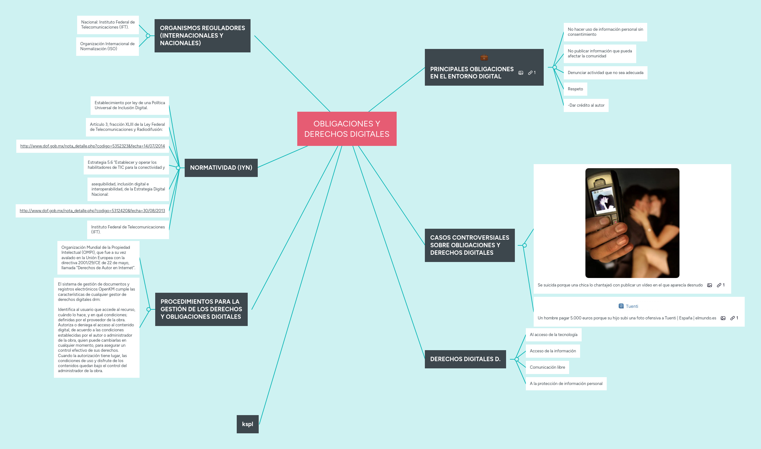 OBLIGACIONES Y DERECHOS DIGITALES MindMeister Mapa Mental