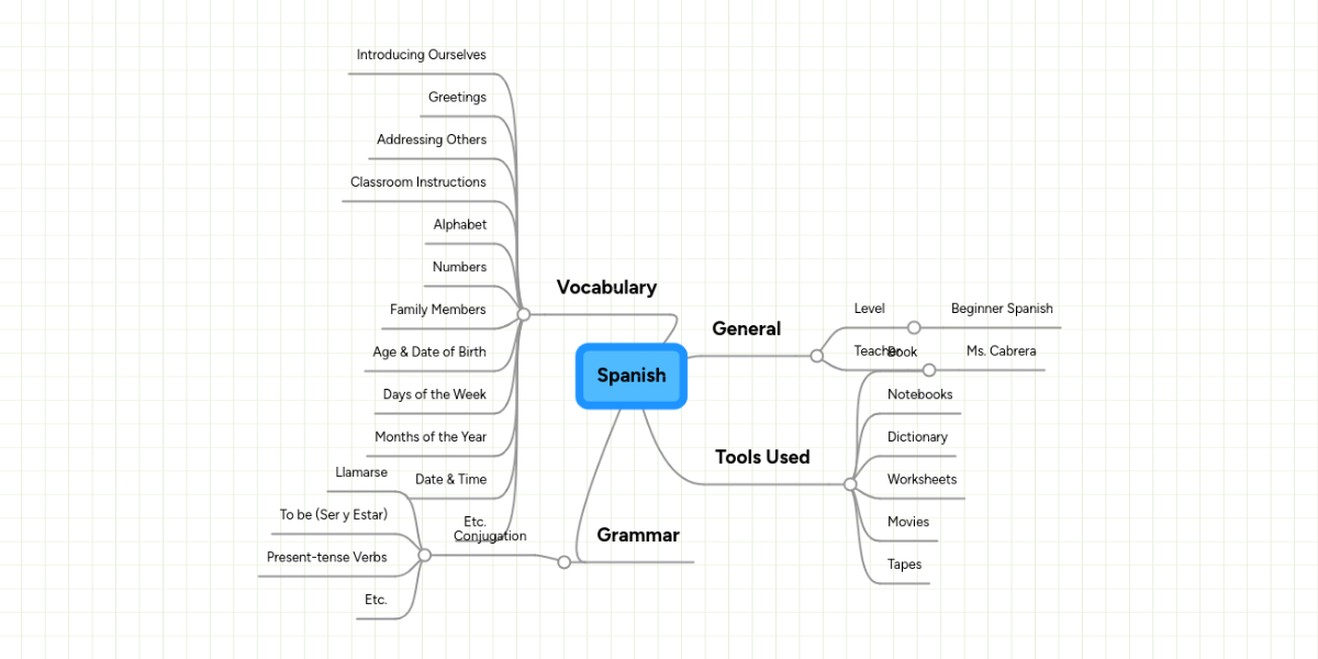 Spanish MindMeister Mind Map
