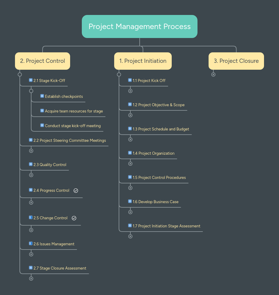 Project Management Process | MindMeister Mind map