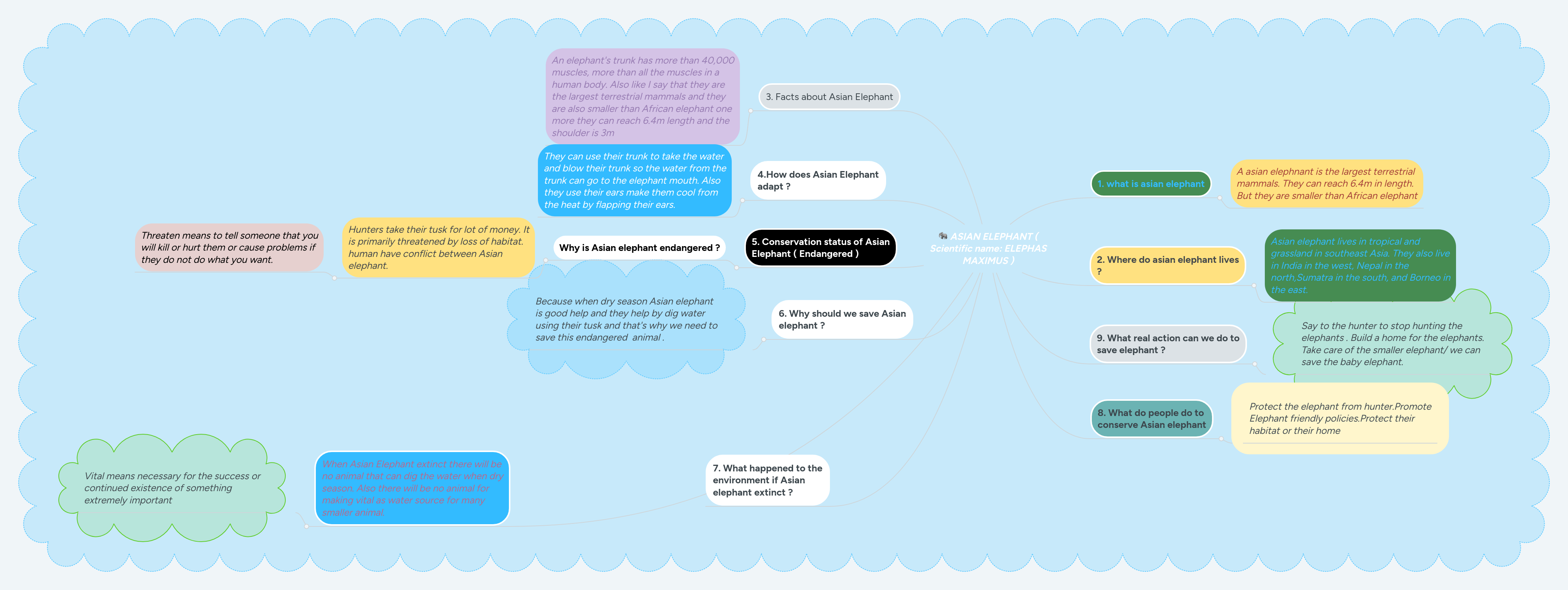 ASIAN ELEPHANT ( Scientific name: ELEPHAS MAXIMUS... | MindMeister Mind Map