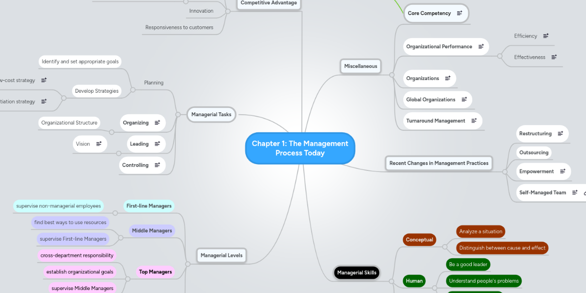 Chapter 1 The Management Process Today Mindmeister Mind Map