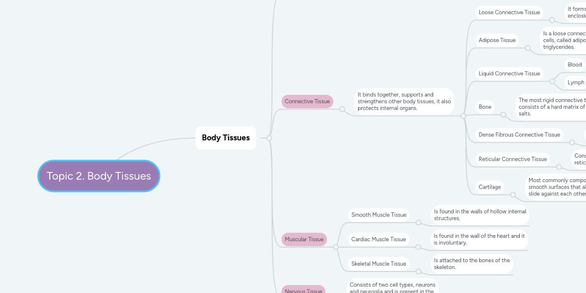 Topic 2. Body Tissues MindMeister Mind Map