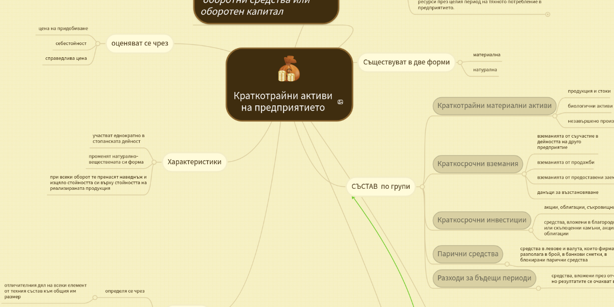 Краткотрайни активи на предприятието | MindMeister Mind Map