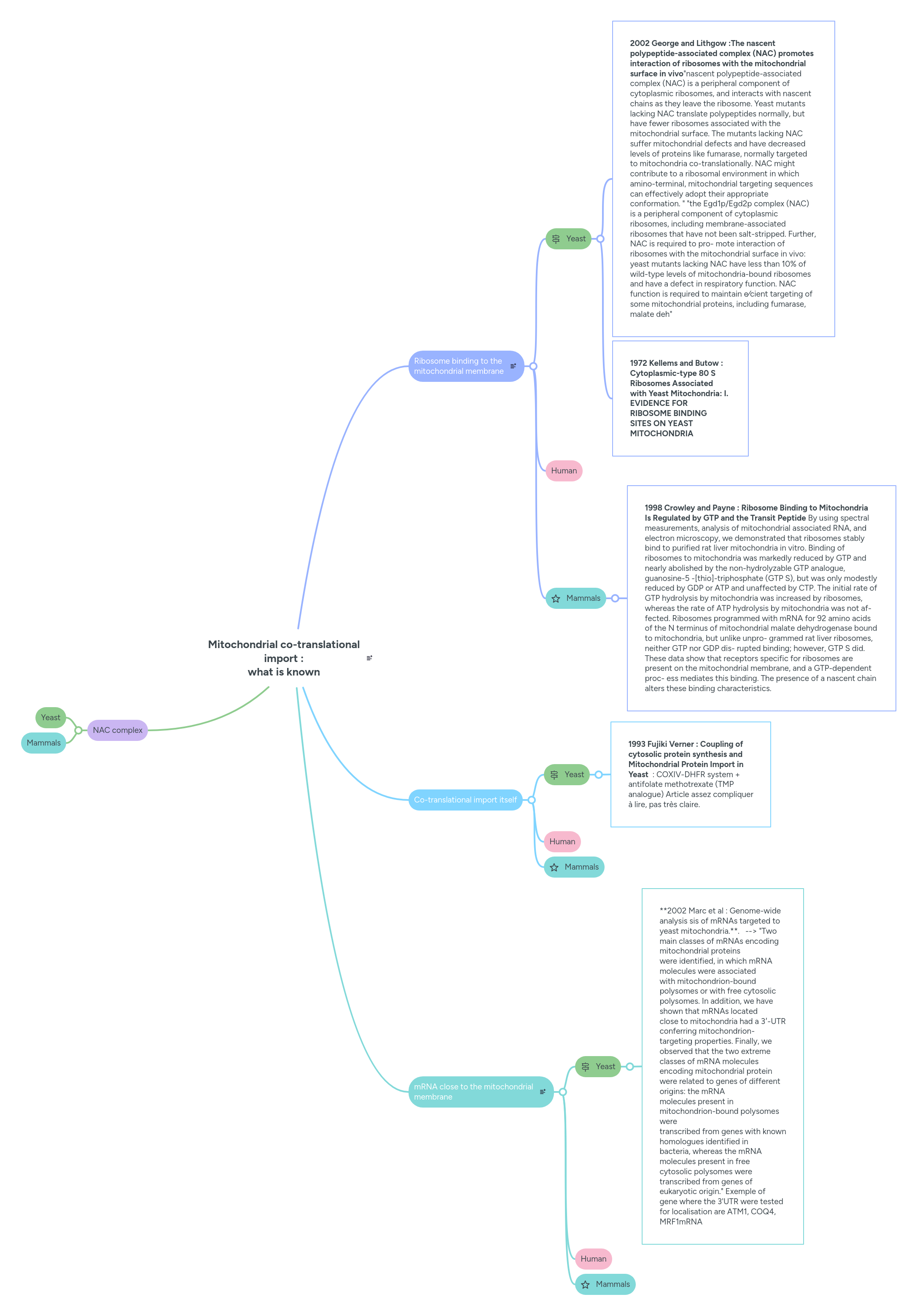 Mitochondrial co-translational import : what is k... | MindMeister Mind map