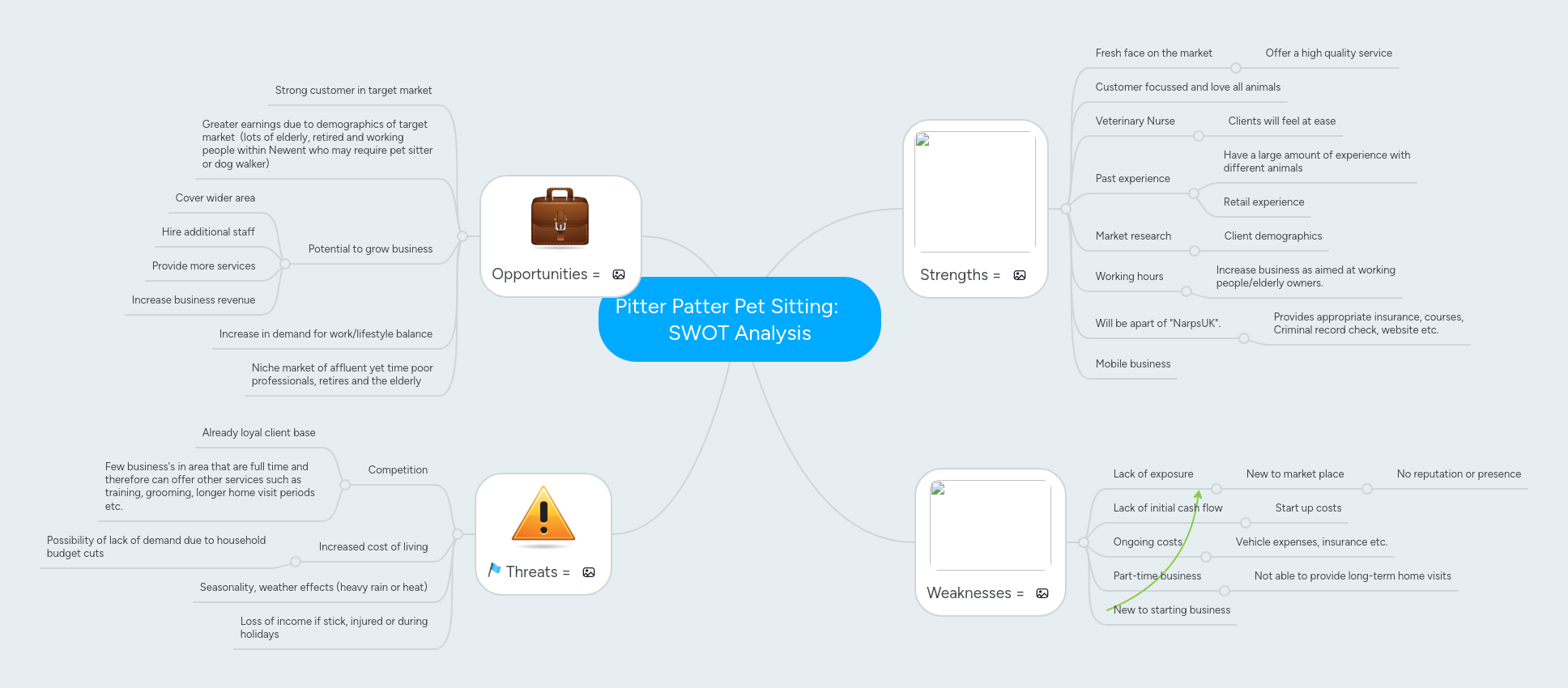 Pitter Patter Pet Sitting SWOT Analysis MindMeister Mind Map