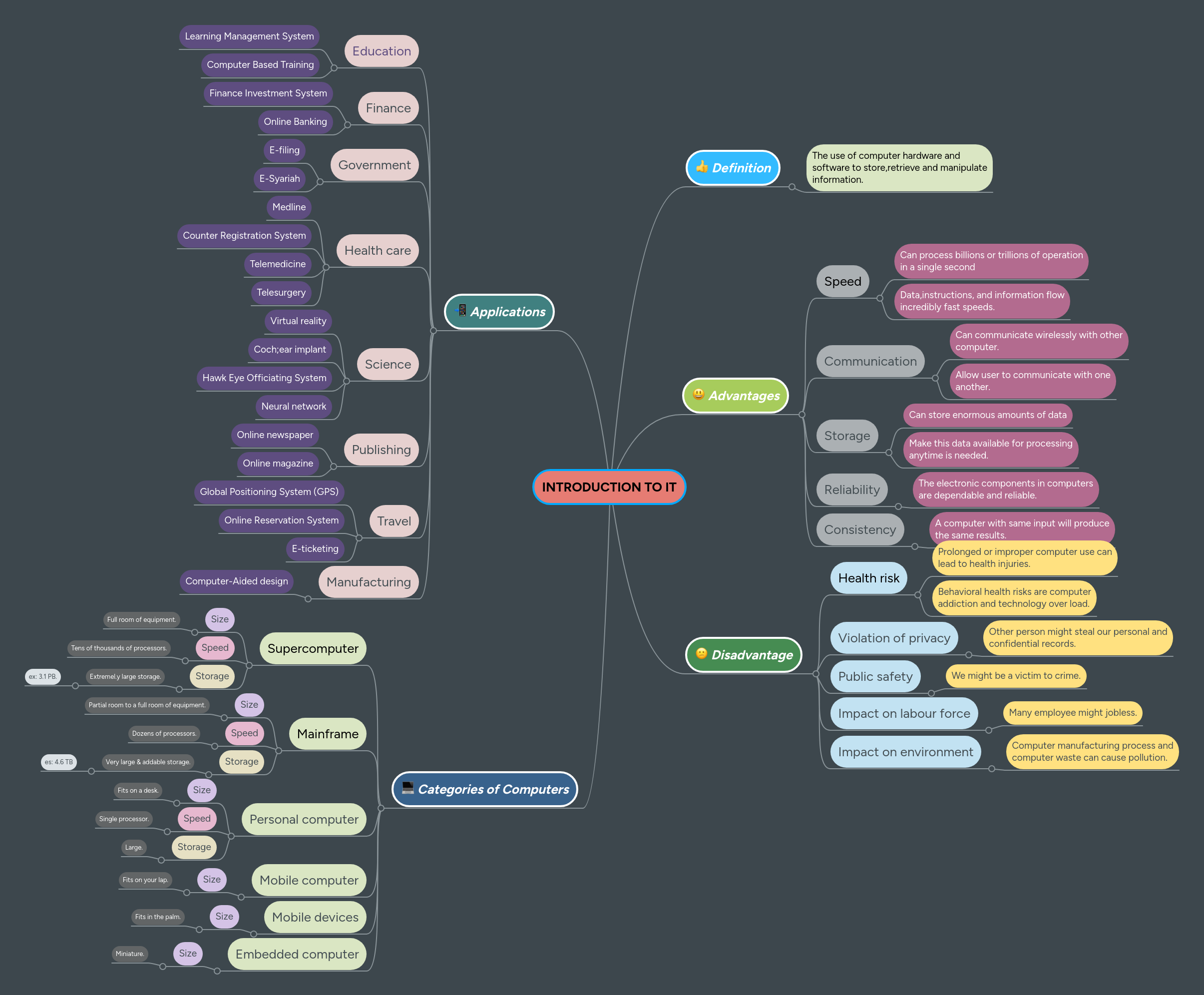 INTRODUCTION TO IT | MindMeister Mind map