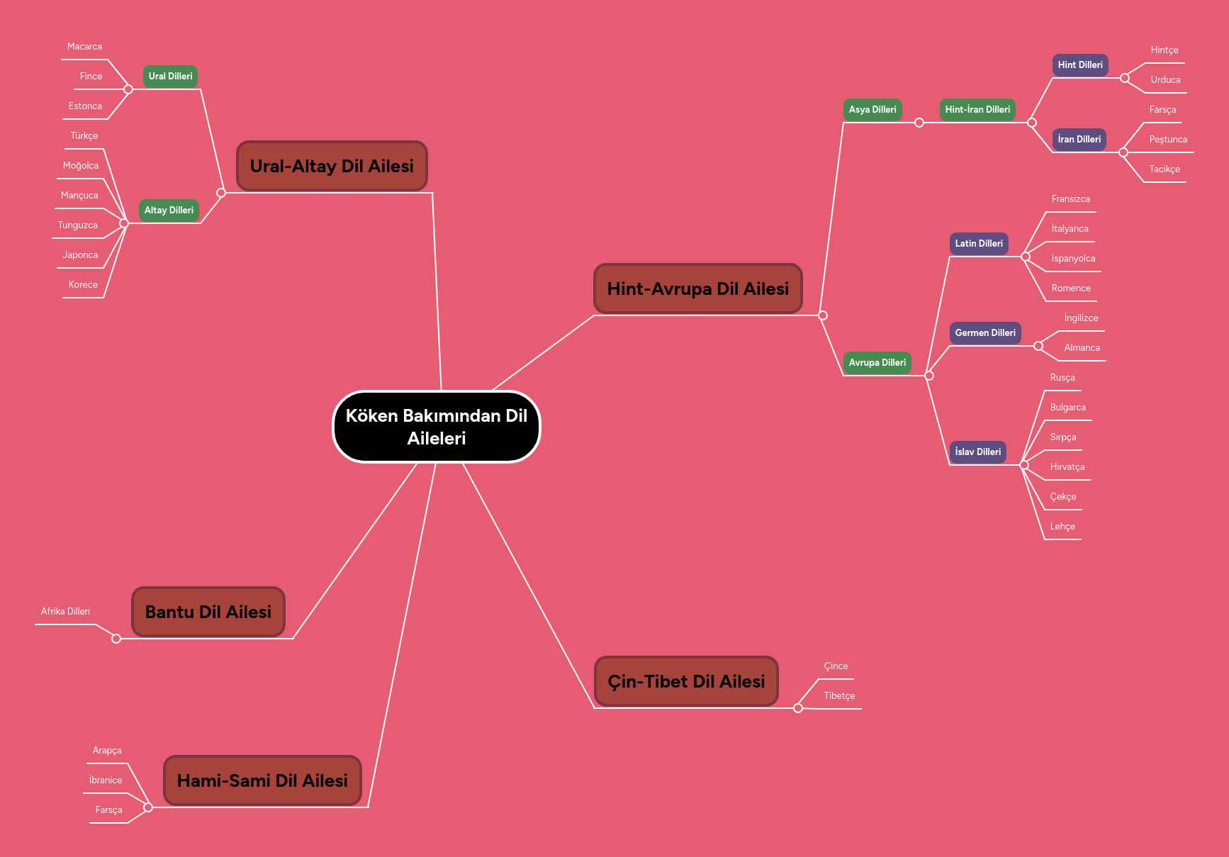 koken bakimindan dil aileleri mindmeister mind map