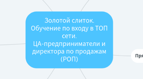 Mind Map: Золотой слиток. Обучение по входу в ТОП сети. ЦА-предприниматели и директора по продажам (РОП)