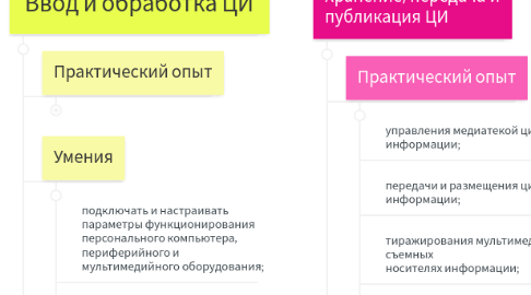 Mind Map: Знания и практический опыт по профессиональным модулям профессии МОЦИ