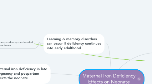 Mind Map: Maternal Iron Deficiency Effects on Neonate