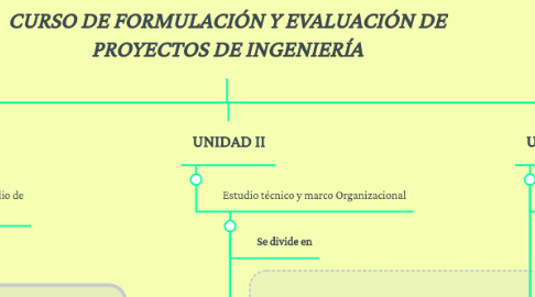 Mind Map: CURSO DE FORMULACIÓN Y EVALUACIÓN DE PROYECTOS DE INGENIERÍA