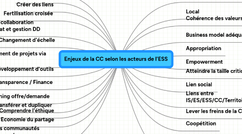 Mind Map: Enjeux de la CC selon les acteurs de l'ESS