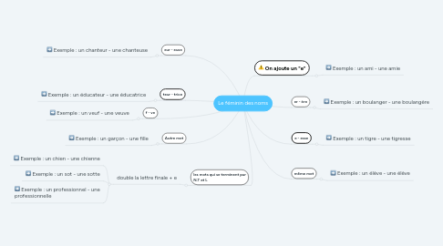 Mind Map: Le féminin des noms