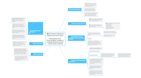 Mind Map: AUDITORIA FORENCEEn Sistema Nacional De Salud PRESENTADO POR ELIDA ANDREA TUMBAJOY JHOANA PATRICIA LAGOS JAYER CAMILO ORTEGA