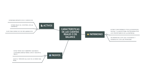 Mind Map: CARACTERISTICAS DE LAS CUENTAS REALES O DE BALANCE