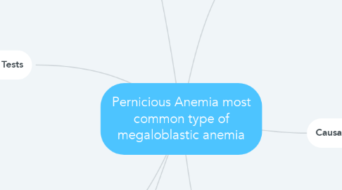 Mind Map: Pernicious Anemia most common type of megaloblastic anemia
