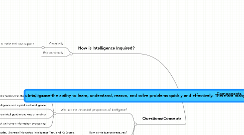Mind Map: Intelligence-the ability to learn, understand, reason, and solve problems quickly and effectively. There are many factors that contribute to one’s intelligence.