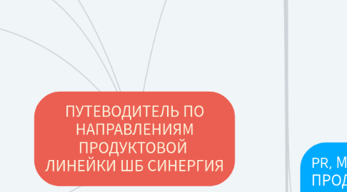 Mind Map: ПУТЕВОДИТЕЛЬ ПО НАПРАВЛЕНИЯМ ПРОДУКТОВОЙ ЛИНЕЙКИ ШБ СИНЕРГИЯ