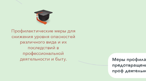 Mind Map: Профилактические меры для снижения уровня опасностей различного вида и их последствий в профессиональной деятельности и быту.