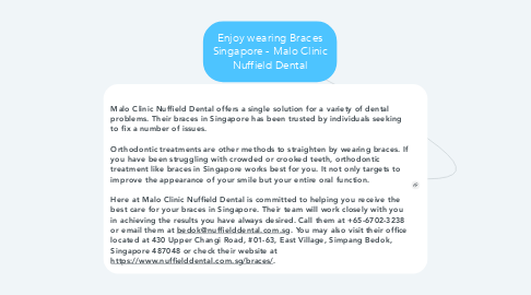 Mind Map: Enjoy wearing Braces Singapore - Malo Clinic Nuffield Dental