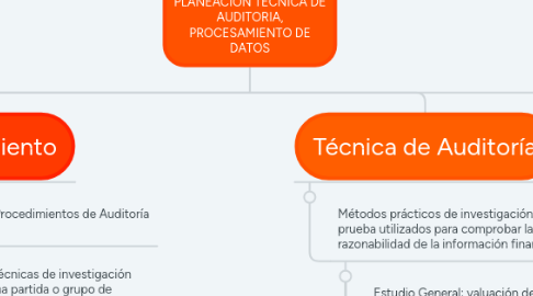 Mind Map: PROCEDIMIENTO Y PLANEACIÓN TÉCNICA DE AUDITORIA, PROCESAMIENTO DE DATOS