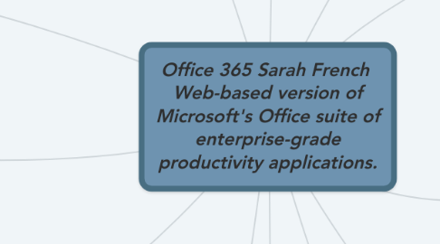 Mind Map: Office 365 Sarah French  Web-based version of Microsoft's Office suite of enterprise-grade productivity applications.