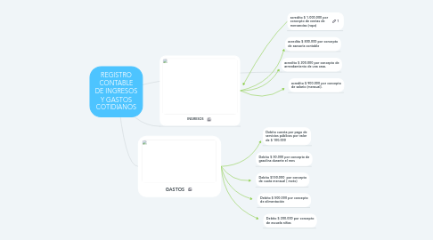 Mind Map: REGISTRO CONTABLE DE INGRESOS Y GASTOS COTIDIANOS