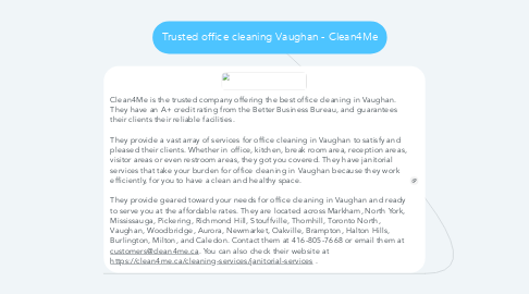Mind Map: Trusted office cleaning Vaughan - Clean4Me