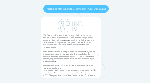 Mind Map: Trusted dental laboratory company - C&P Dental Lab