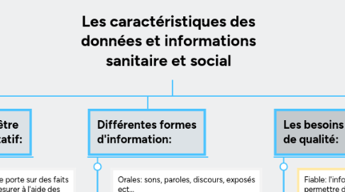 Mind Map: Les caractéristiques des données et informations sanitaire et social