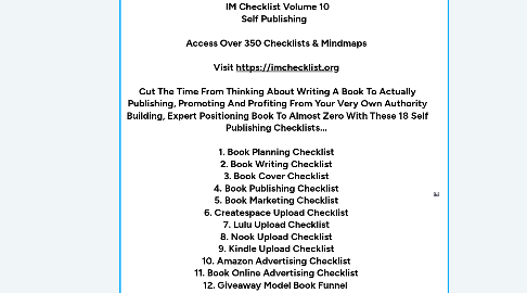 Mind Map: IM Checklist Volume 10 Self Publishing