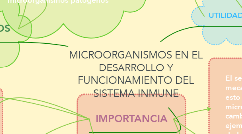 Mind Map: MICROORGANISMOS EN EL DESARROLLO Y FUNCIONAMIENTO DEL SISTEMA INMUNE