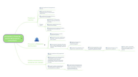 Mind Map: momentos y líneas de acción del proyecto comunitario