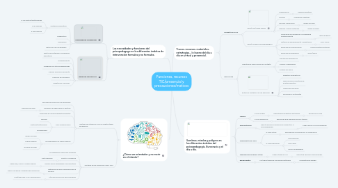 Mind Map: Funciones, recursos TIC/presencial y precauciones/matices