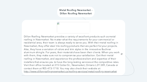 Mind Map: Metal Roofing Newmarket - Dillon Roofing Newmarket