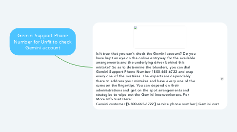 Mind Map: Gemini Support Phone Number for Unfit to check Gemini account
