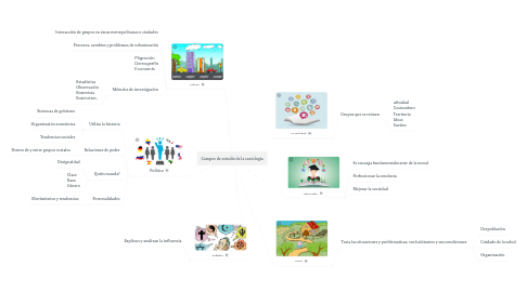 Mind Map: Campos de estudio de la sociología