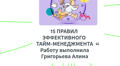 Mind Map: 15 ПРАВИЛ ЭФФЕКТИВНОГО ТАЙМ-МЕНЕДЖМЕНТА Работу выполнила Григорьева Алина