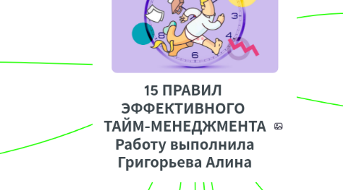 Mind Map: 15 ПРАВИЛ  ЭФФЕКТИВНОГО  ТАЙМ-МЕНЕДЖМЕНТА Работу выполнила Григорьева Алина