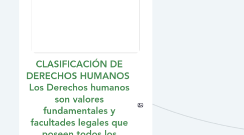 Mind Map: CLASIFICACIÓN DE DERECHOS HUMANOS Los Derechos humanos son valores fundamentales y facultades legales que poseen todos los humanos.
