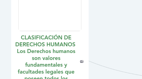 Mind Map: CLASIFICACIÓN DE DERECHOS HUMANOS  Los Derechos humanos son valores fundamentales y facultades legales que poseen todos los humanos.