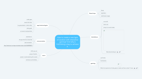 Mind Map: How to create a new type of vacation with interactive gaming? And why is hitchhiking a key to achieve it.