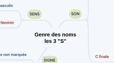 Mind Map: Genre des noms les 3 "S"