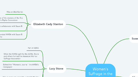 Mind Map: Women's Suffrage in the US