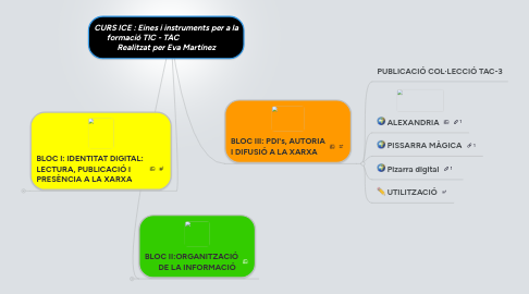 Mind Map: CURS ICE : Eines i instruments per a la formació TIC - TAC                         Realitzat per Eva Martínez