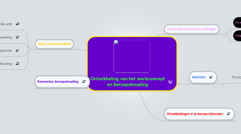 Mind Map: Ontwikkeling van het werkconcept en Beroepshouding